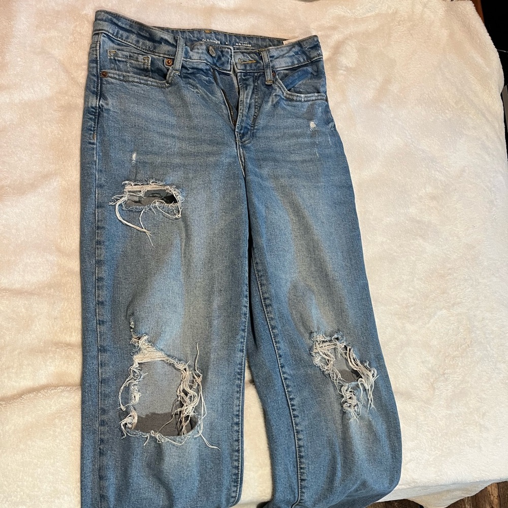 Fashion Nova Light Blue Distressed Boyfriend Jeans